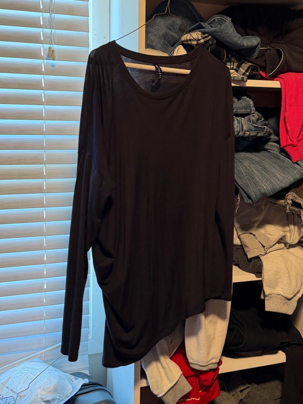Athleta Black Scoop Neck Long Sleeve Top